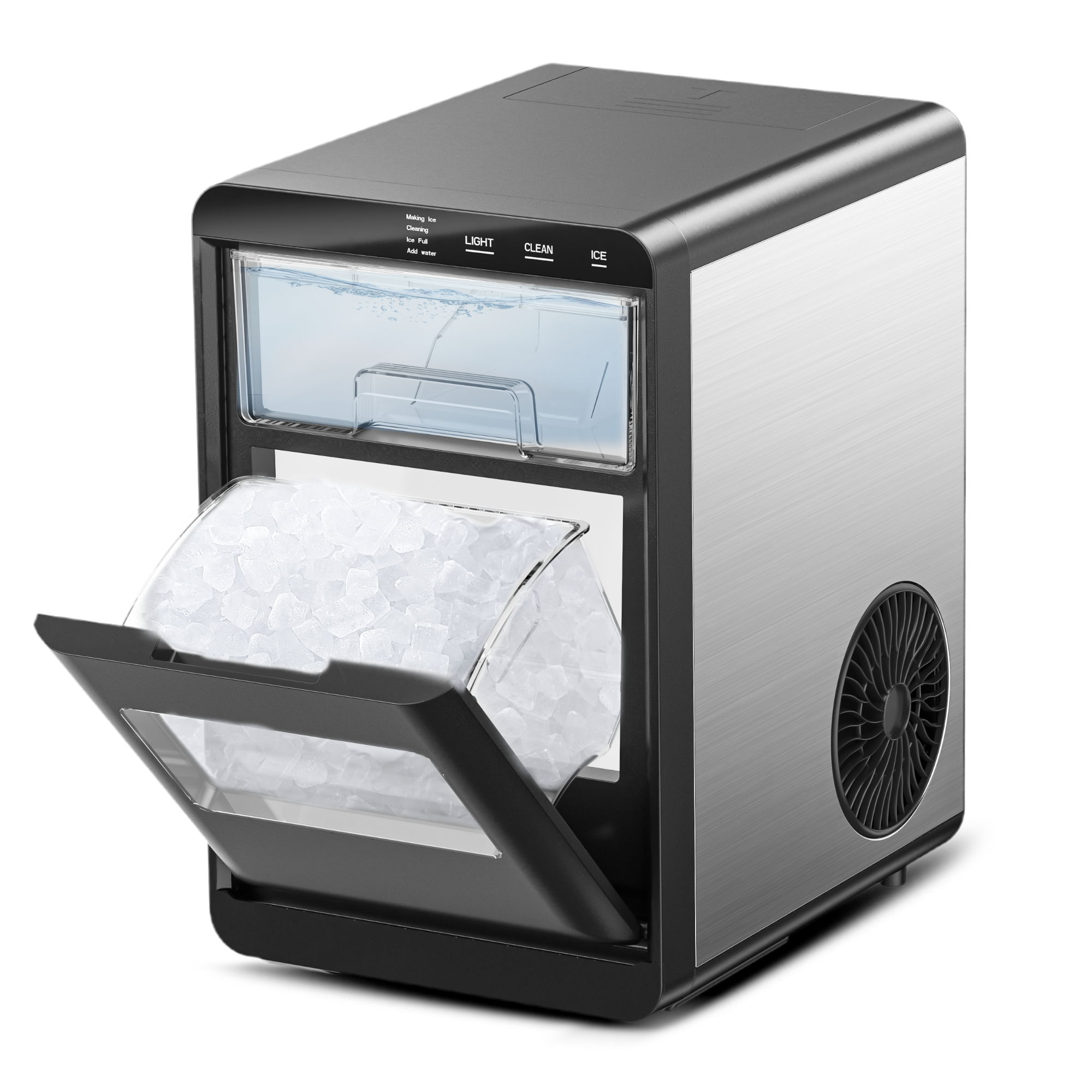 Simzlife Nugget Ice Maker Countertop, 44Lbs/24H Pebble Ice Maker Machine, Self-Cleaning Pellet Ice Machine with Ice Scoop&Basket, Sonic Countertop Ice Machine for Home/Kitchen/Office(Black)