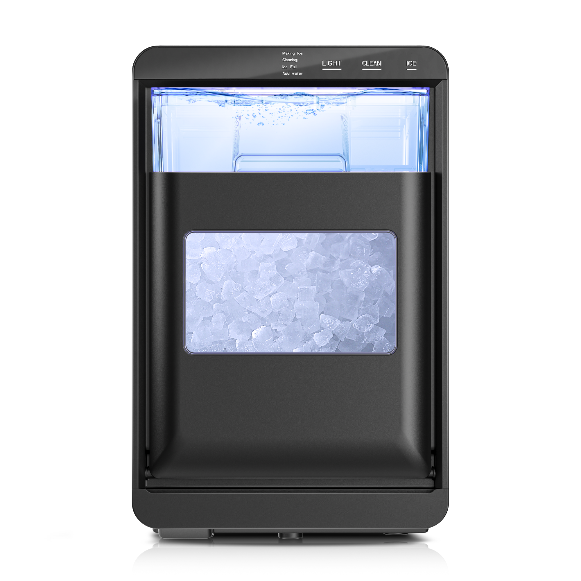 Simzlife Nugget Ice Maker Countertop, 44Lbs/24H Pebble Ice Maker Machine, Self-Cleaning Pellet Ice Machine with Ice Scoop&Basket, Sonic Countertop Ice Machine for Home/Kitchen/Office(Black)