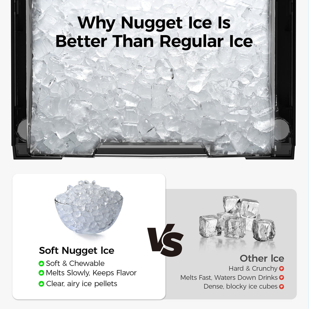 Simzlife Nugget Ice Maker with 4.3L Side Tank, Self- Cleaning Countertop Ice Machine, Soft Chewable Pellet Ice for Home/Kitchen/Party