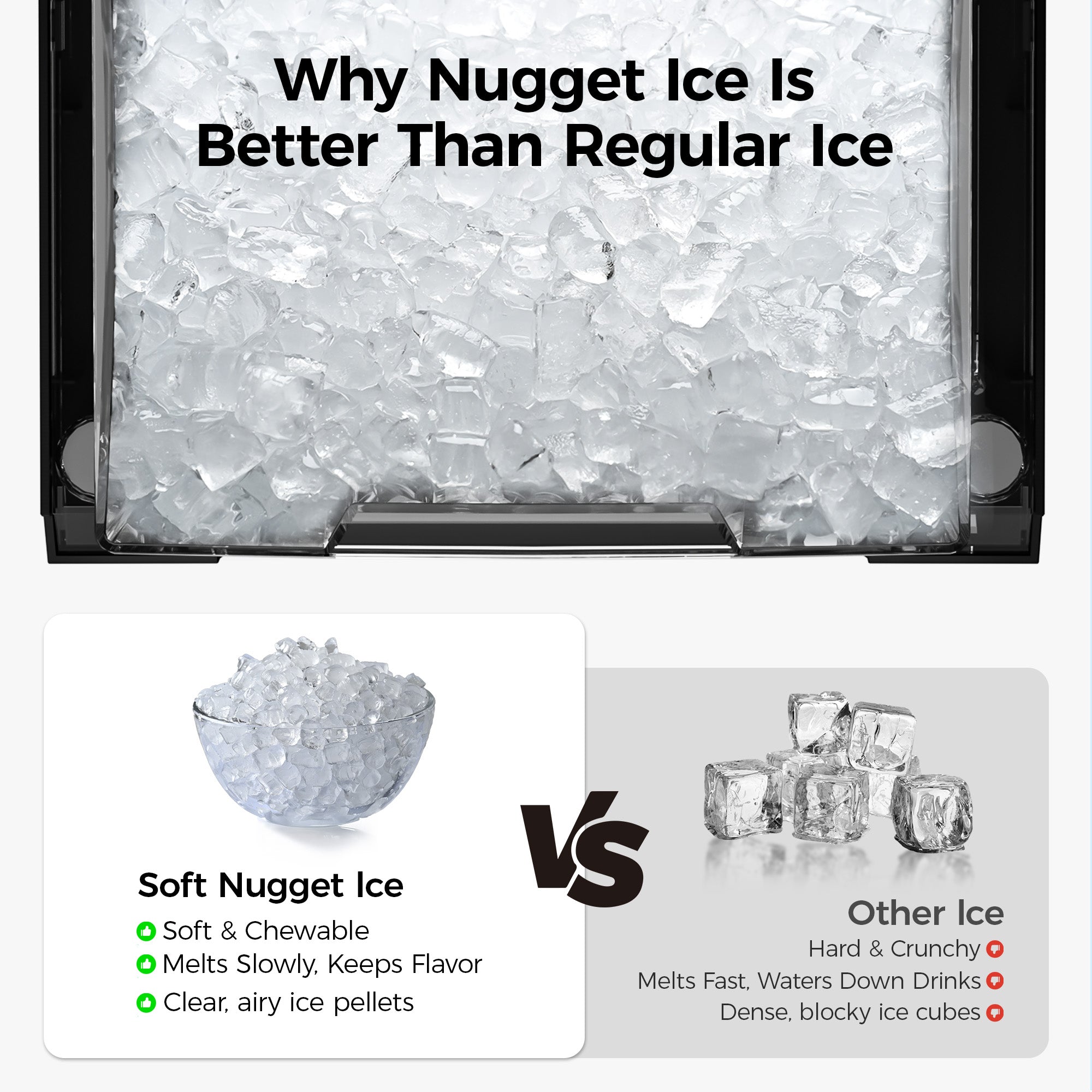 Simzlife Nugget Ice Maker with 4.3L Side Tank, Self- Cleaning Countertop Ice Machine, Soft Chewable Pellet Ice for Home/Kitchen/Party