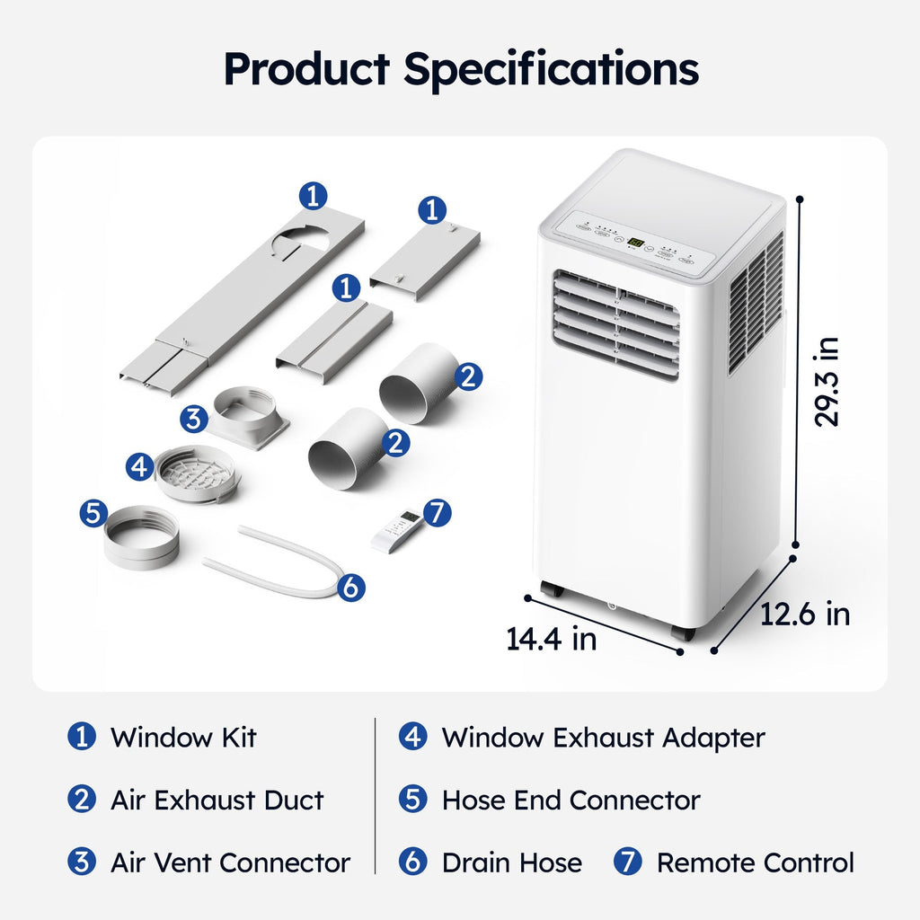 SIMZLIFE 14000 BTU Portable Air Conditioner with WIFI and Remote Control,Small AC Unit