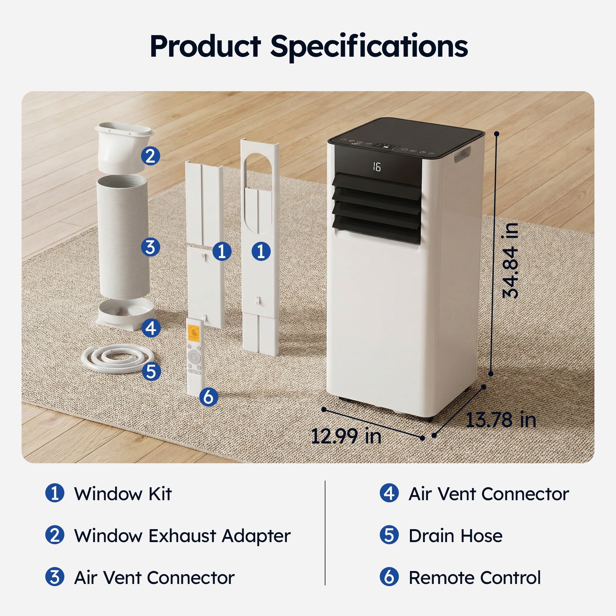 SIMZLIFE 10000 BTU Portable Air Conditioner with WIFI and Remote Control,Small AC Unit with Dehumidifier and Fan