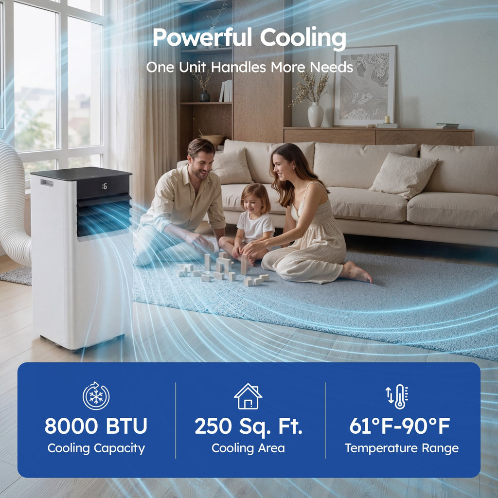 SIMZLIFE 8000 BTU Portable Air Conditioner with WIFI and Remote Control,Small AC Unit with Dehumidifier and Fan