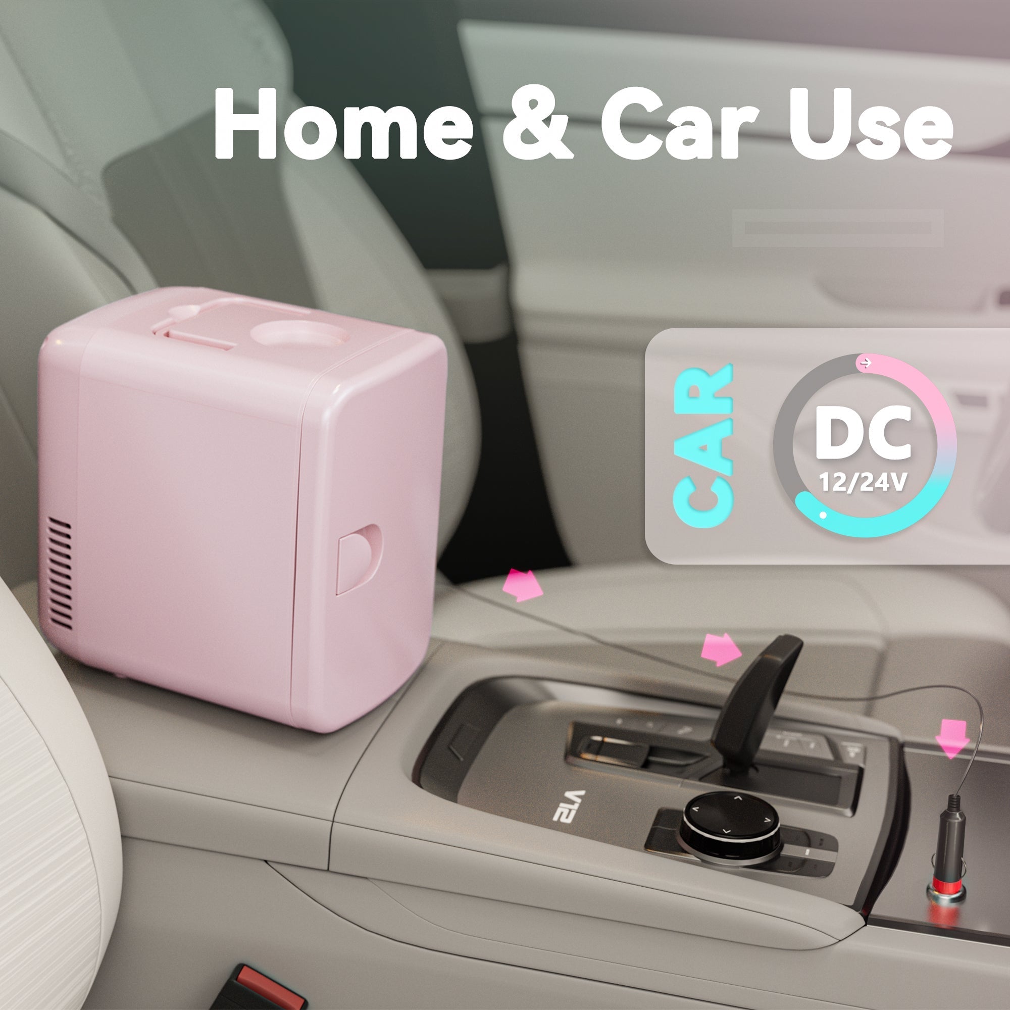Simzlife Mini Fridge, 4 Liter/6 Cans AC/DC Small Refrigerator for Skincare, Portable Cooler and Warmer for Skin Care, Cosmetics, Beverage, 4L Makeup Mini Fridge for Bedroom, Car, Office, Dorm, Pink