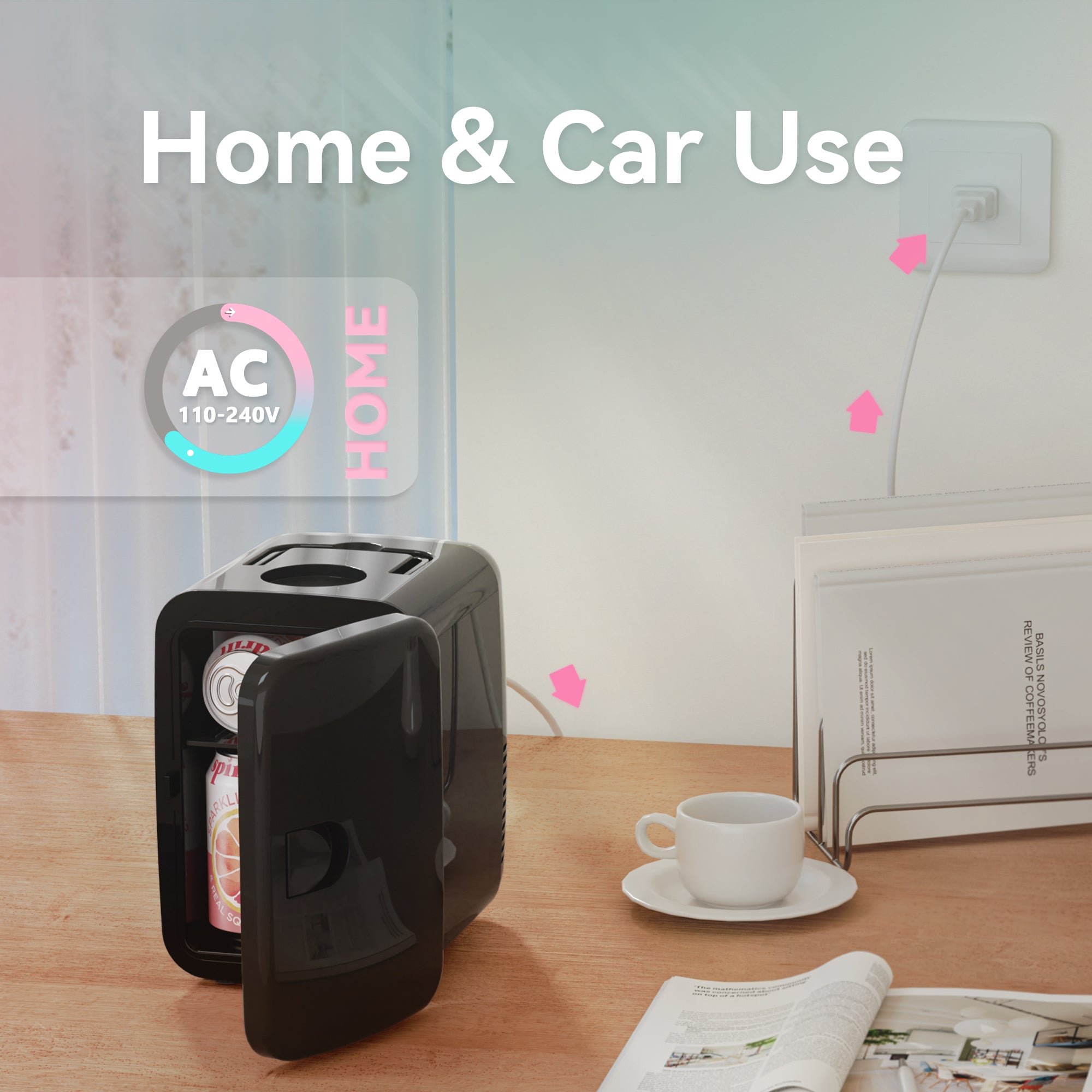 Simzlife Mini Fridge, 4 Liter/6 Cans AC/DC Small Refrigerator for Skincare, Portable Cooler and Warmer for Skin Care, Cosmetics, Beverage, 4L Makeup Mini Fridge for Bedroom, Car, Office, Dorm, Black