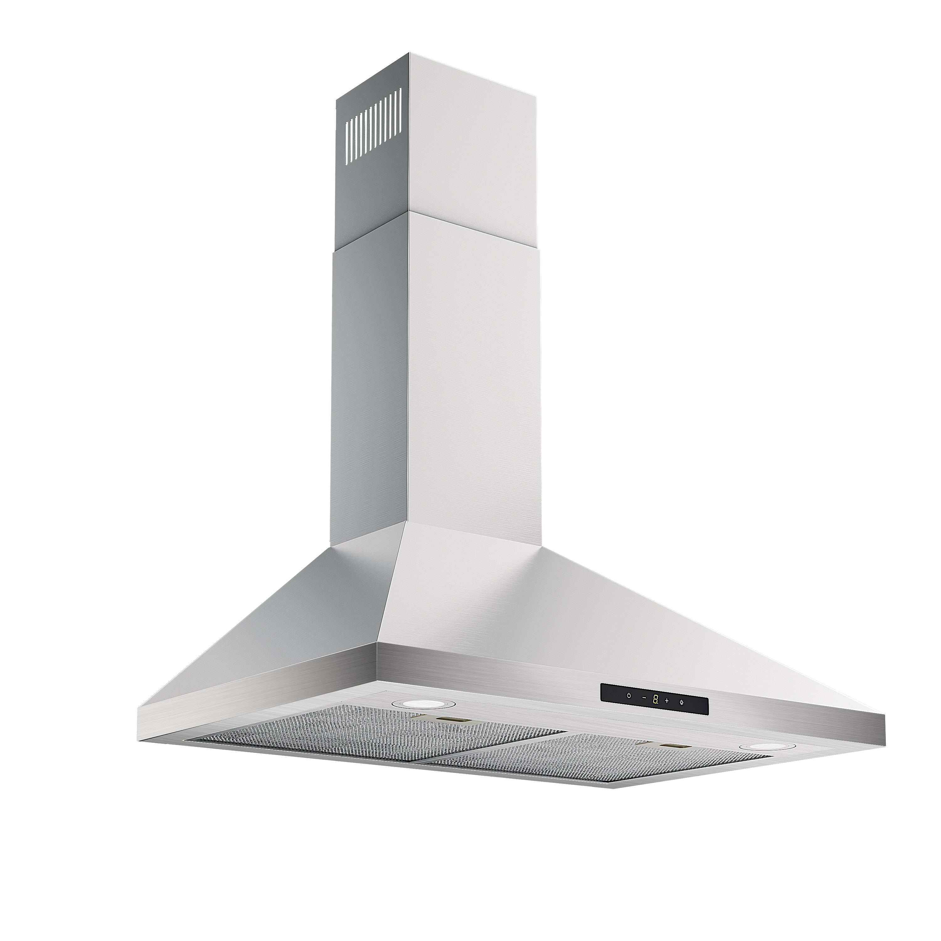 Simzlife Wall Mount Range Hood 30 inch, Range Hood 450 CFM, Vent Hood with 3 Speed Exhaust Fan and 2 2W LED Light, Soft Touch Panel, 2 Washable Filter, Stainless Steel