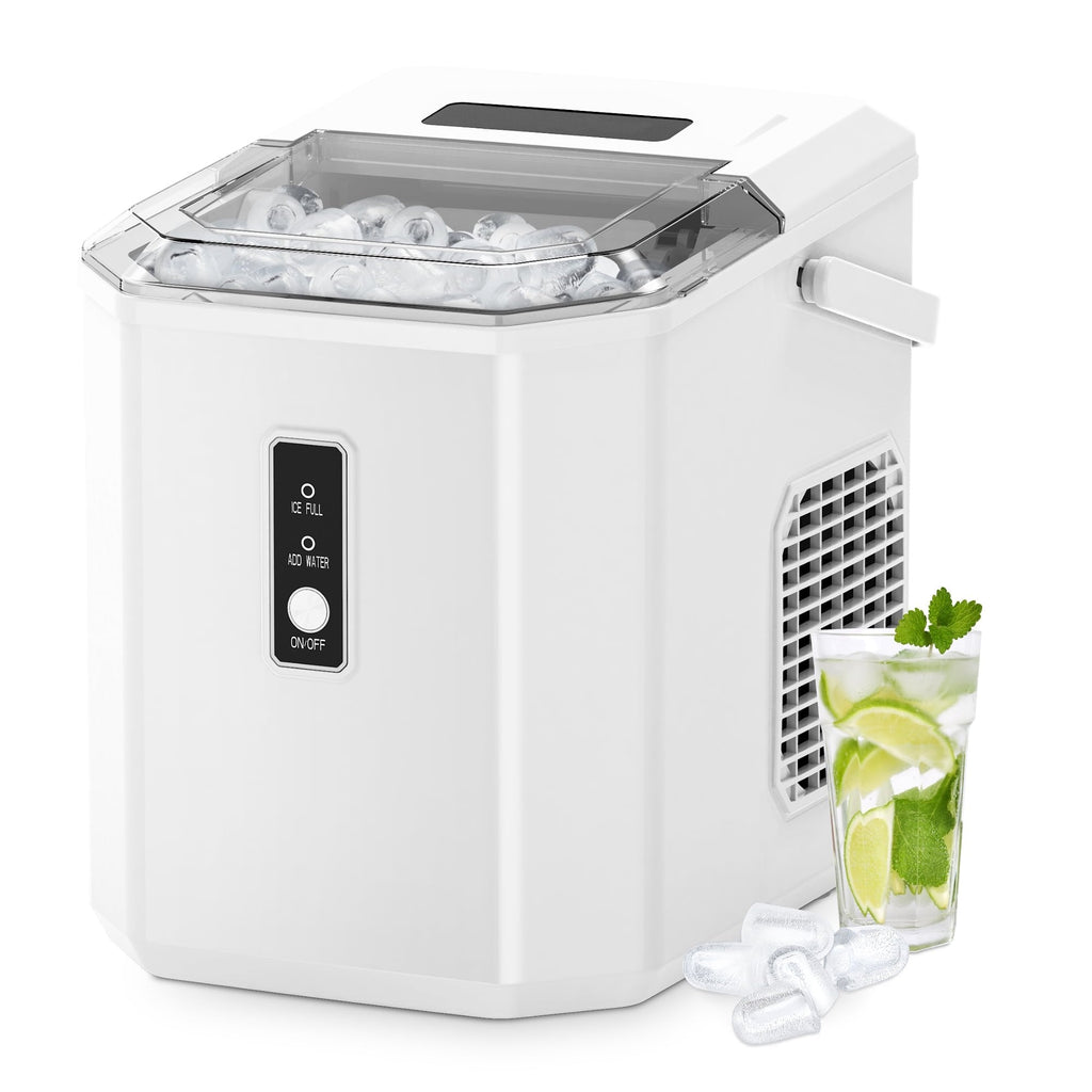Simzlife Ice Makers Countertop, 9 Cubes in 6 Mins, 26lbs/Day, Portable Ice Maker with Carry Handle, Self-Cleaning Ice Maker with Ice Scoop & Basket for Home/Kitchen/Office/RV.(White)