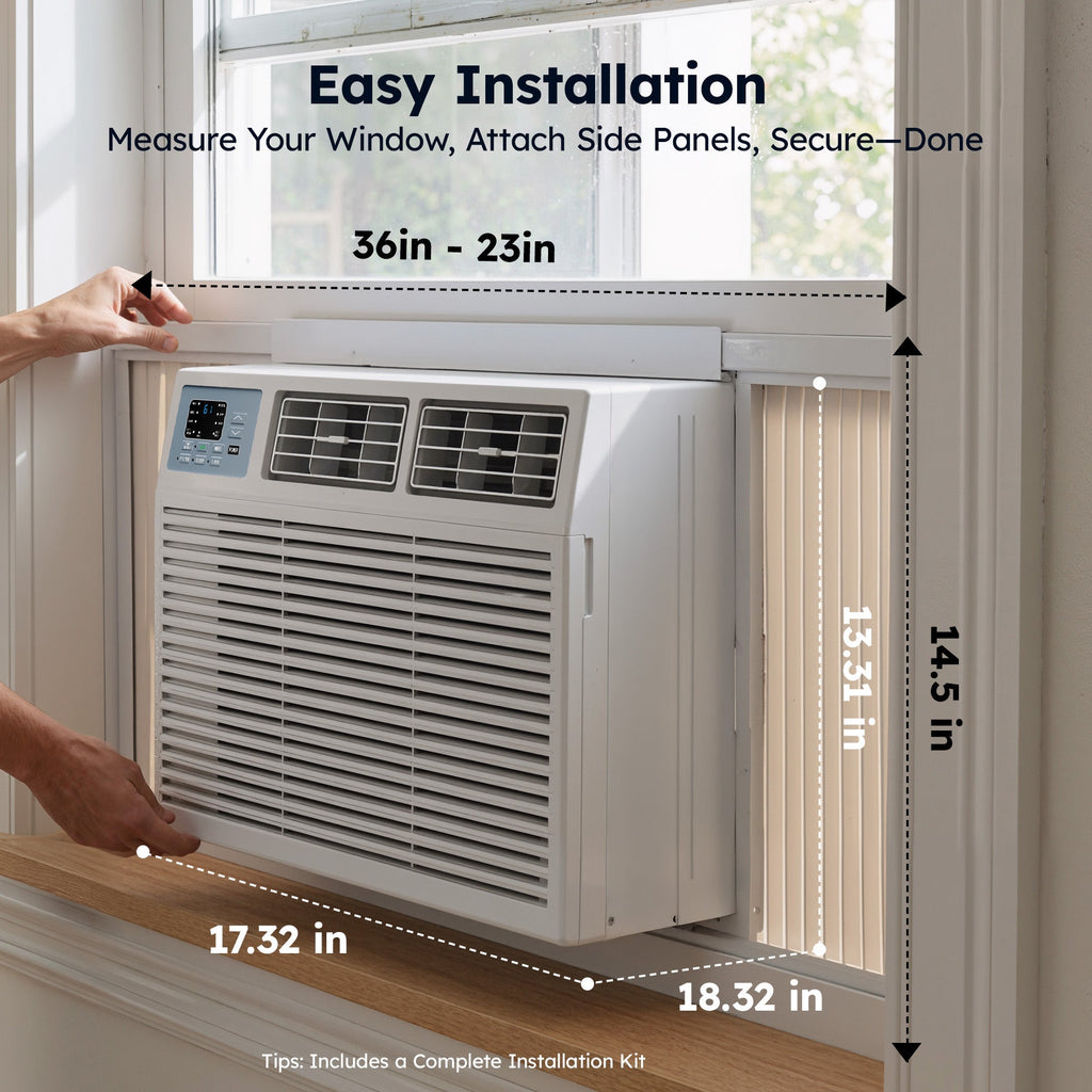 SIMZLIFE 8,000 BTU Window Air Conditioner, Cools Up To 350 Sq Ft, 4 Cooling Modes, Remote Control, White