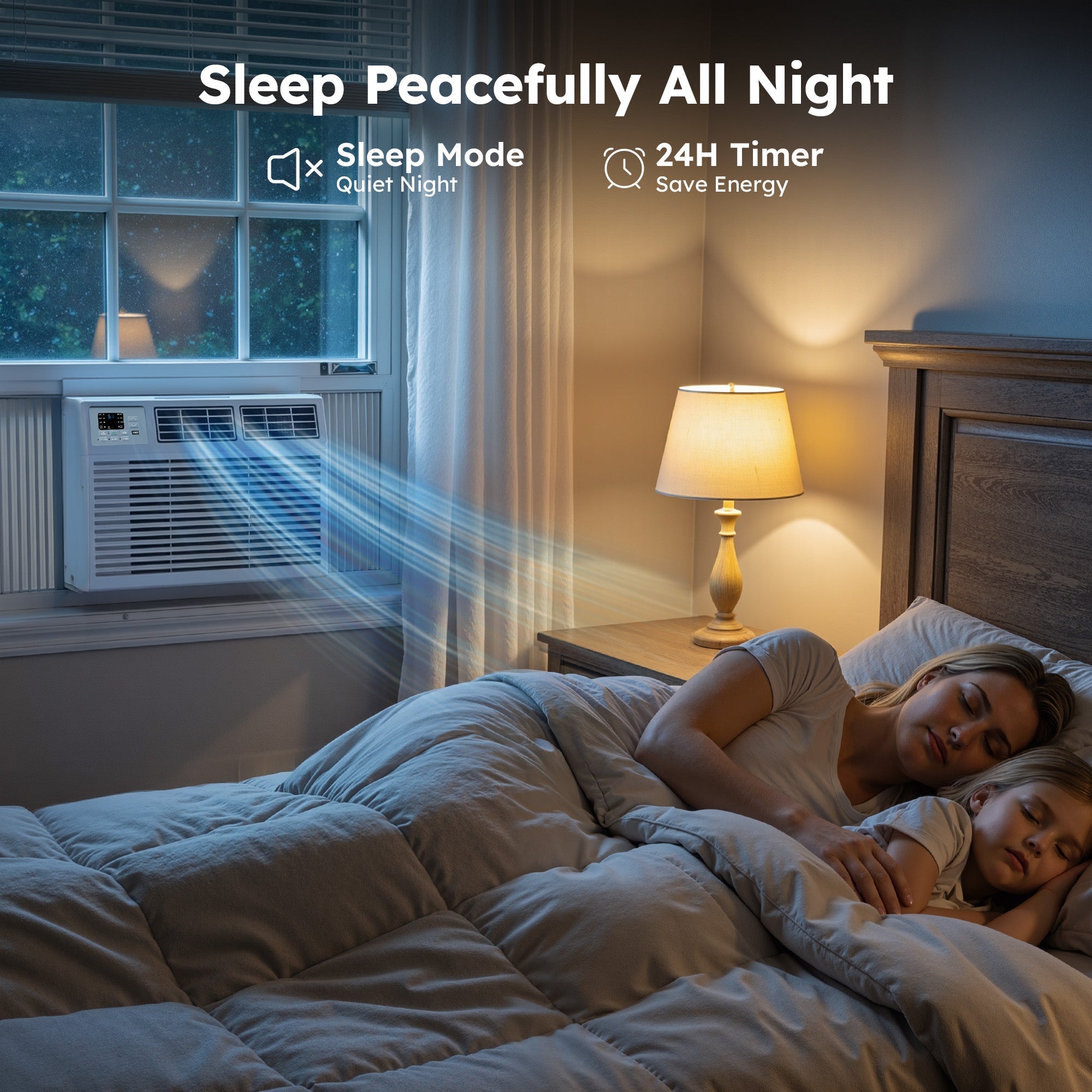 SIMZLIFE 8,000 BTU Window Air Conditioner, Cools Up To 350 Sq Ft, 4 Cooling Modes, Remote Control, White