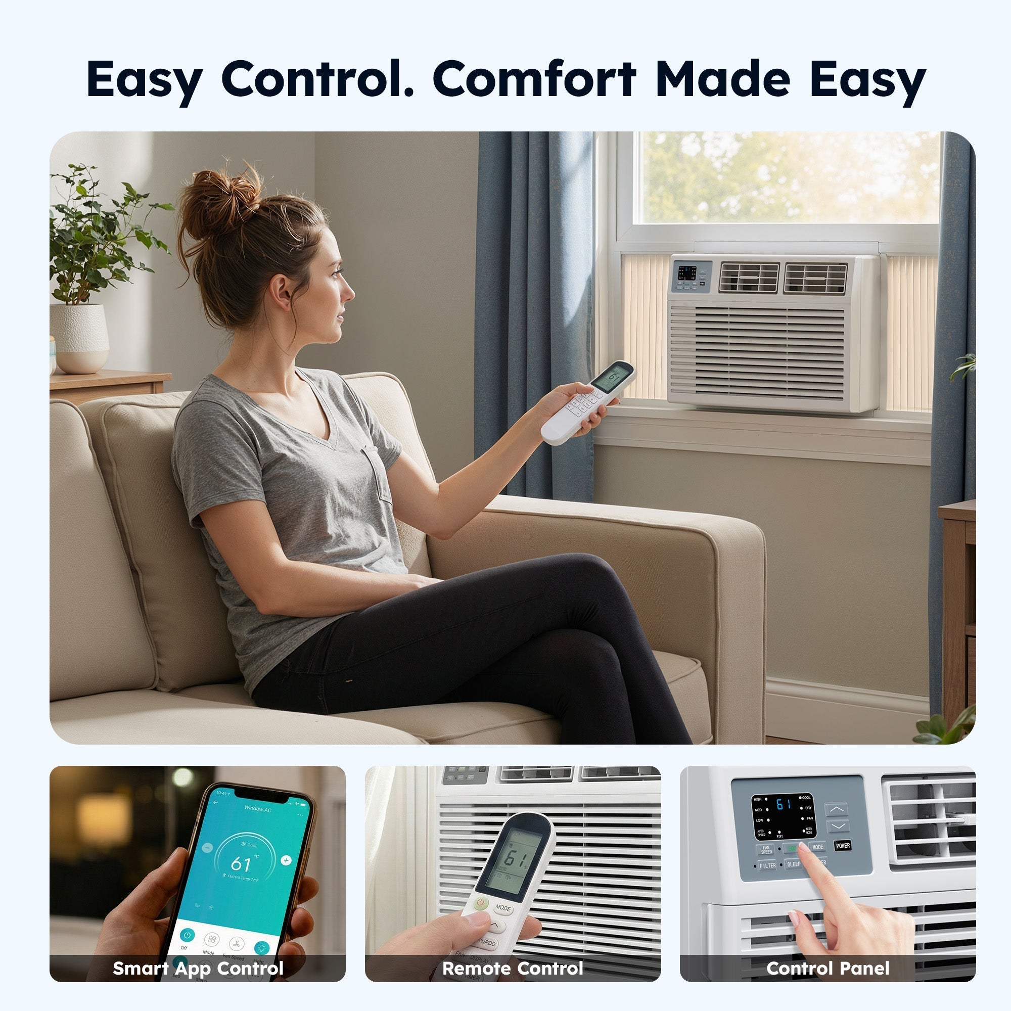 SIMZLIFE 10,000 BTU Window Air Conditioner With APP, Cools Up To 450 Sq Ft