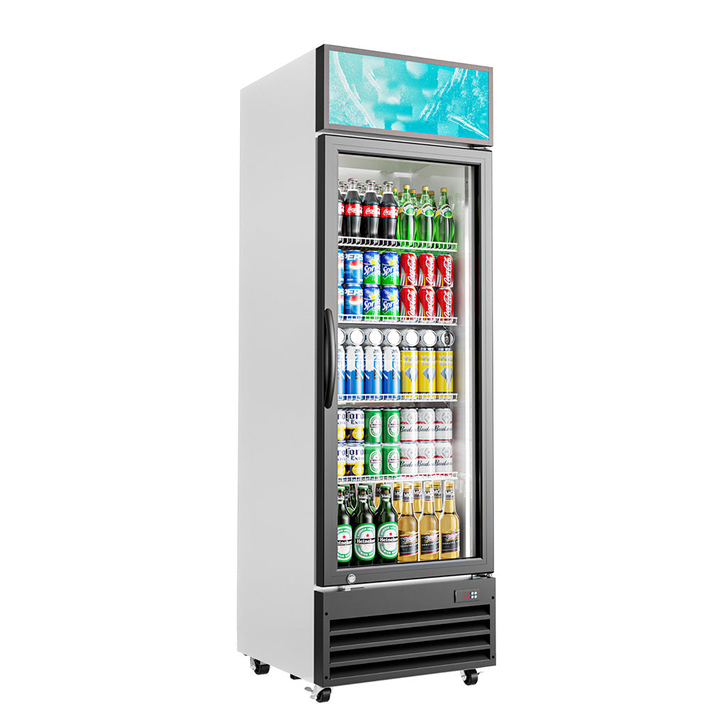 Simzlife Commercial Display Refrigerator, 9 Cu.Ft Glass Door Merchandiser Drink Fridge with Soft LED Light Adjustable Shelves, Commercial Beverage Refrigerator for Bar, Restaurant, Cafe(Black)