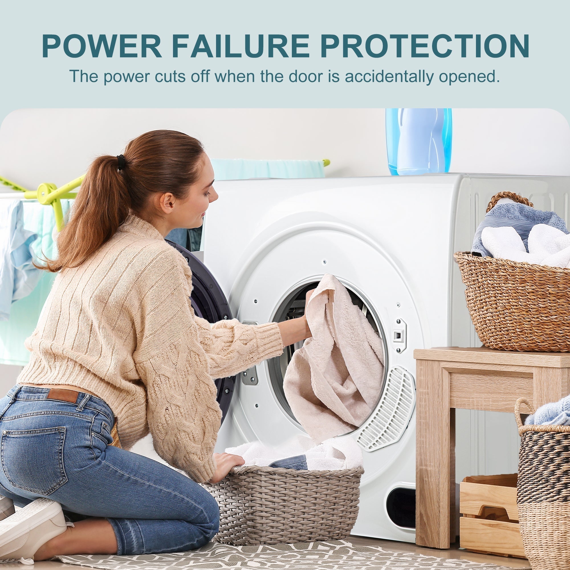 Simzlife 2.6 Cu. ft Compact Laundry Dryer Clothes Dryers with Four Drying Models, 23.6 in W, 27 in H