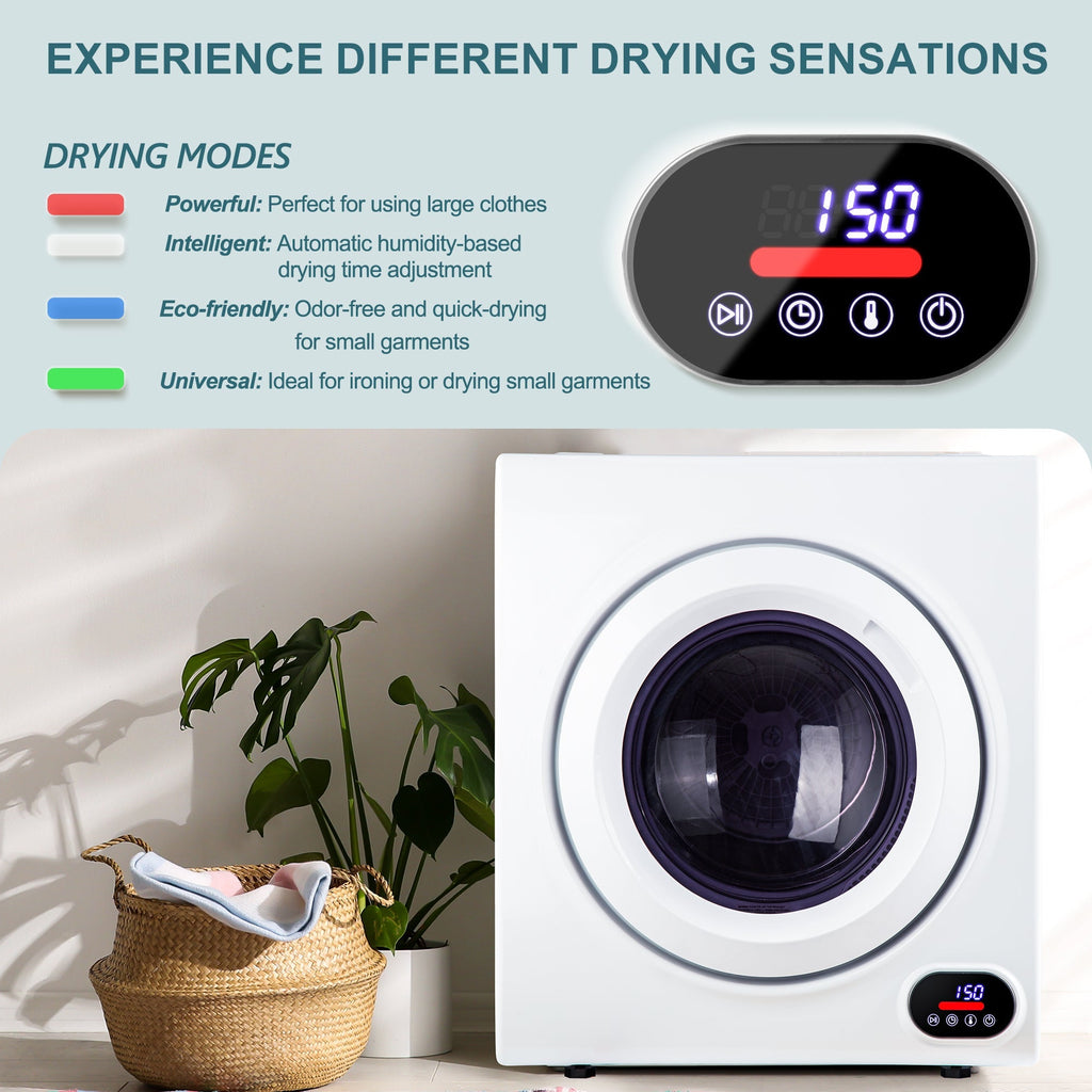 Simzlife 2.6 Cu. ft Compact Laundry Dryer Clothes Dryers with Four Drying Models, 23.6 in W, 27 in H