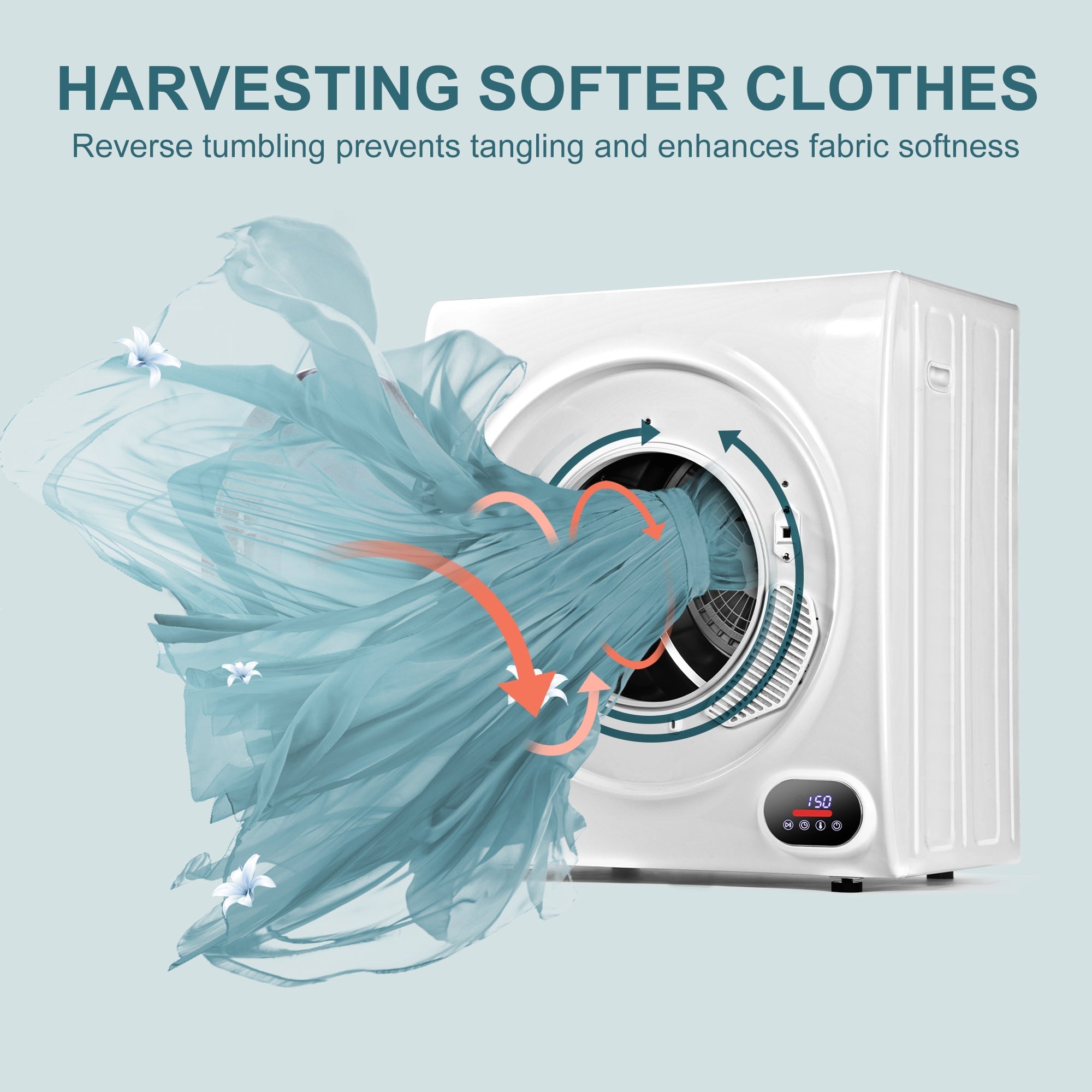 Simzlife 2.6 Cu. ft Compact Laundry Dryer Clothes Dryers with Four Drying Models, 23.6 in W, 27 in H