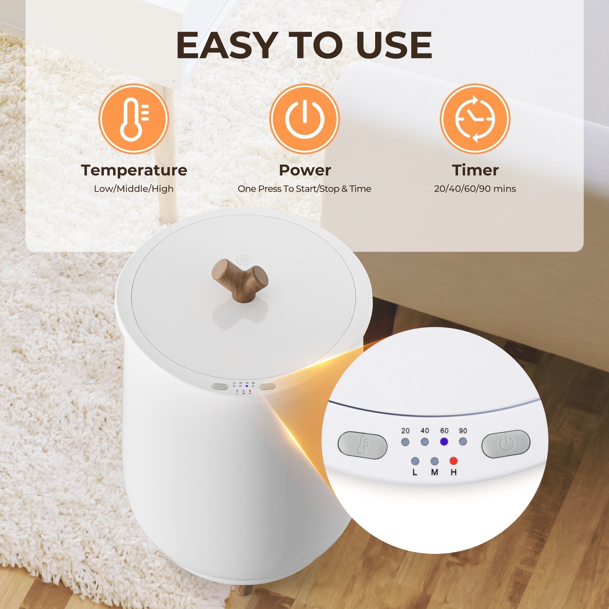 Simzlife Towel Warmers for Bathroom，20L Towel Warmers Buckets Spa with 20/40/60/90 Timing