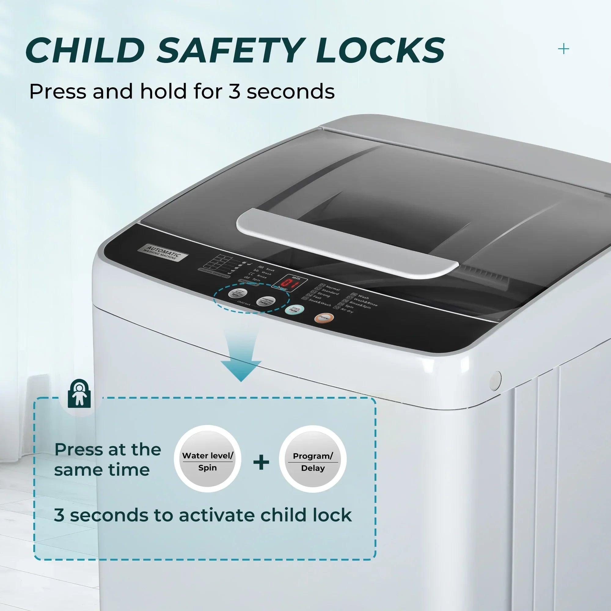 Simzlife Portable Washing Machine 8.8LBS with LED Display，Compact Washer