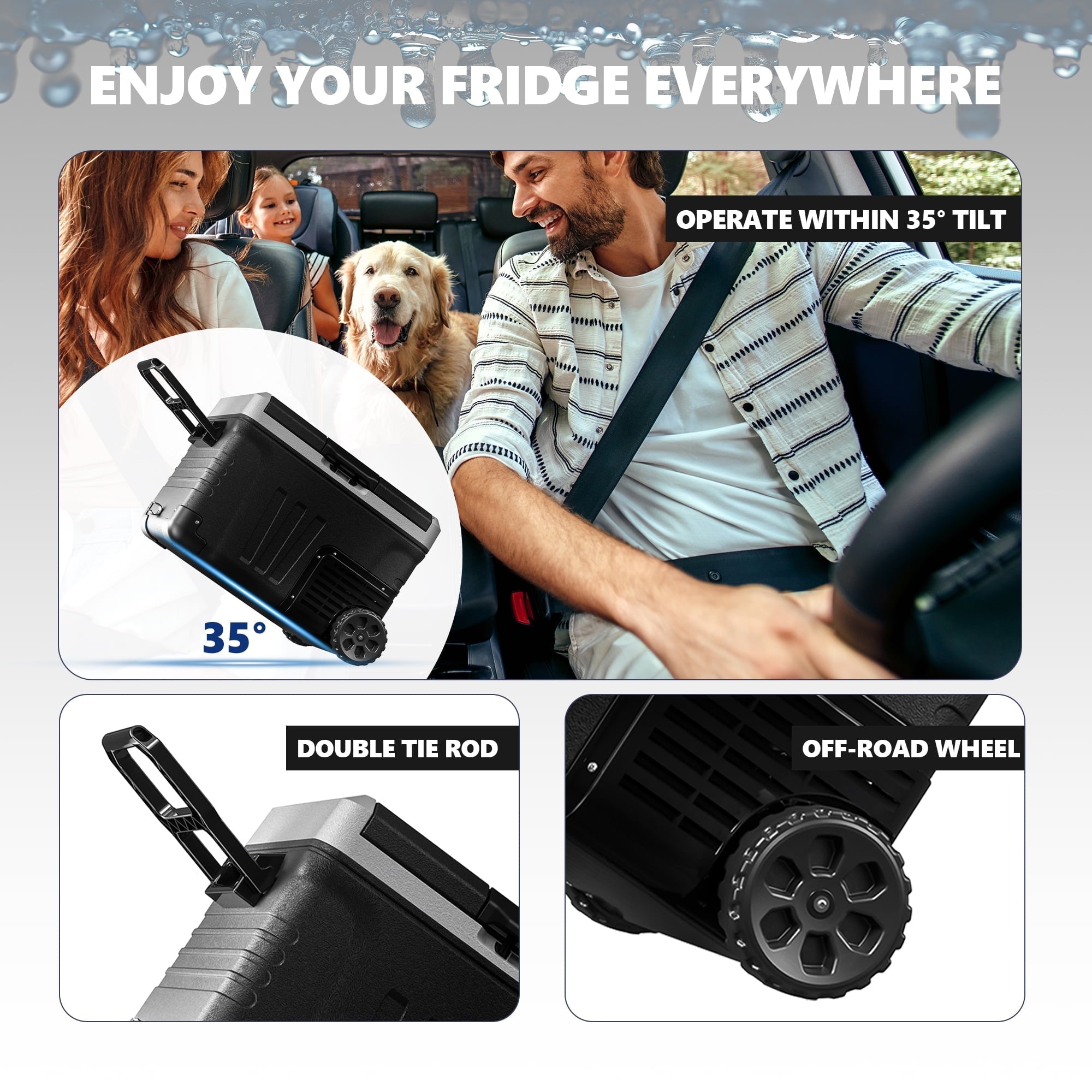 Simzlife 12Volt Portable Refrigerator, 37QT(35L) Car Fridge DC & AC, -4℉~68℉, Freezer Fridge Cooler with Wheels & 2 Baskets for RV, Travel, Truck, Recreational Vehicle