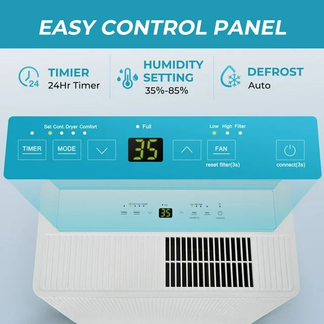 Simzlife Dehumidifier 22 Pint to 55 Pint Max for 1500 Sq ft for Basements, Home, Bathroom