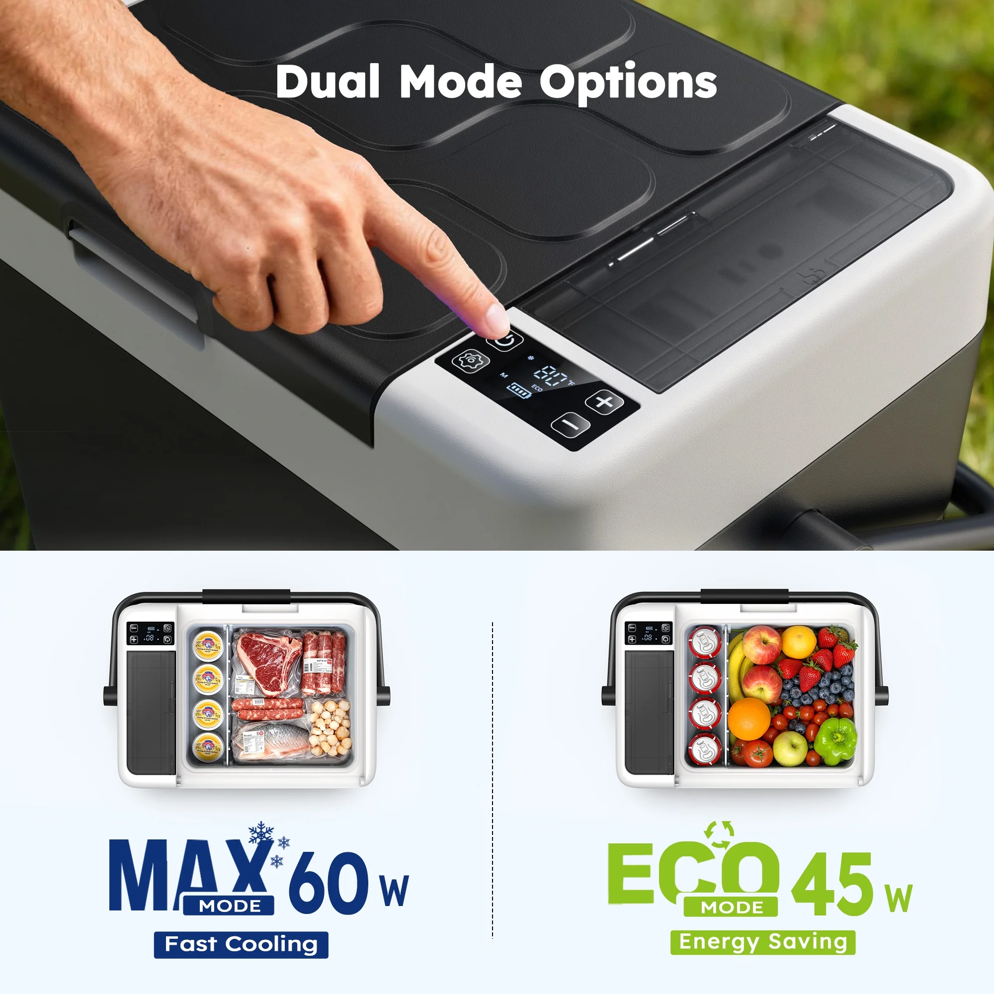 Simzlife 12V Car Refrigerator - 12QT Electric Cooler with Handle, DC/AC, -4℉~68℉, RV Freezer Fridge for RV/