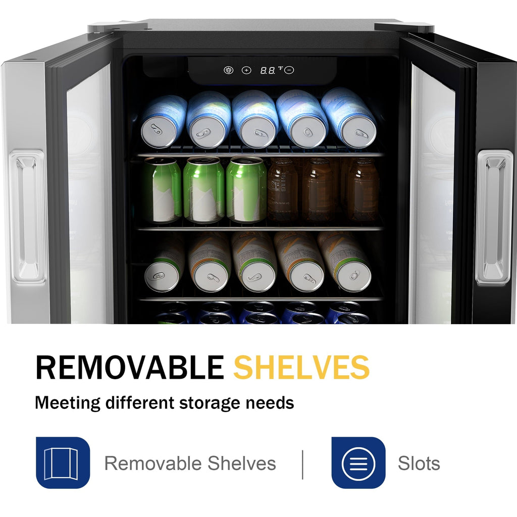 Simzlife 130 Can Beverage Refrigerator with Glass Door for Home, 17.3 in D, 31.3 in H
