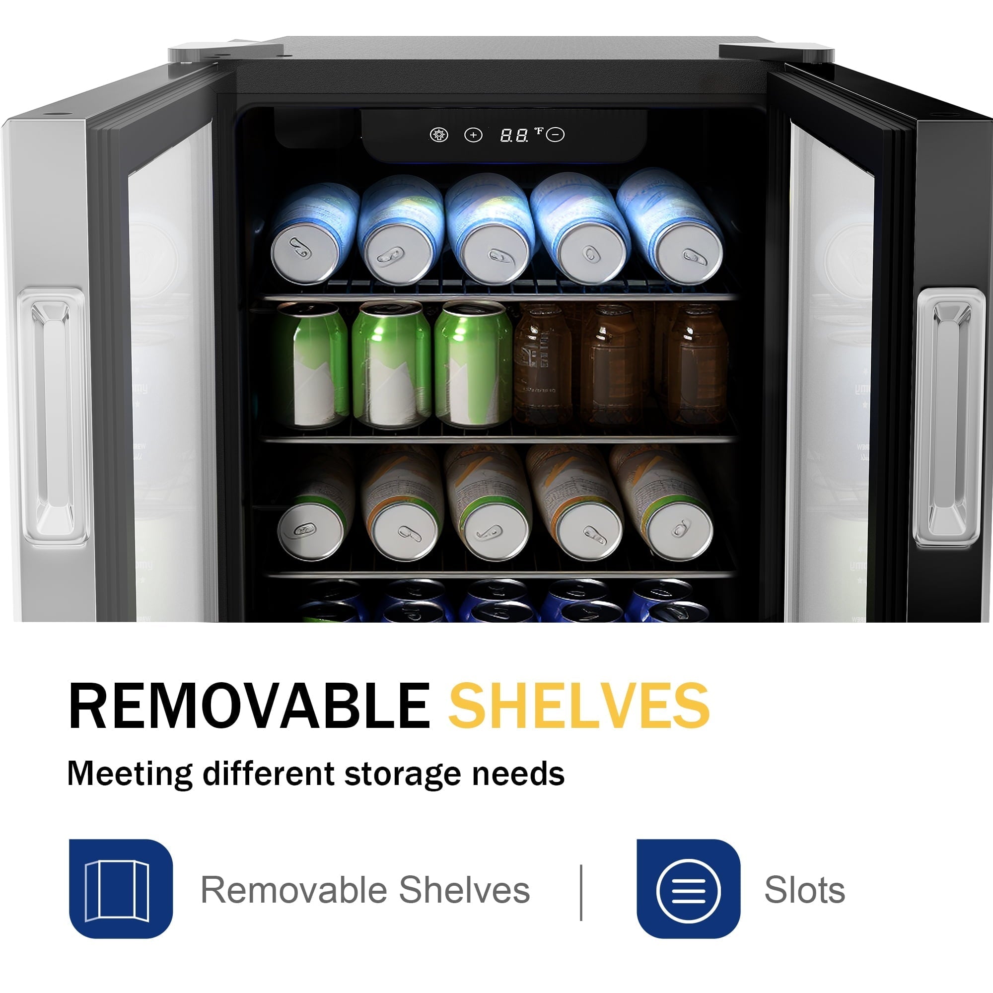 Simzlife 130 Can Beverage Refrigerator with Glass Door for Home, 17.3 in D, 31.3 in H
