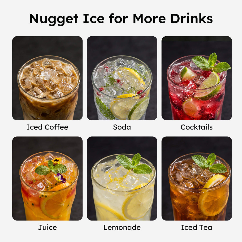 Simzlife Nugget Ice Maker Countertop, 44lbs/24H, Self-Cleaning, Chewable Crunchable Ice machine for Home/Kitchen/Party