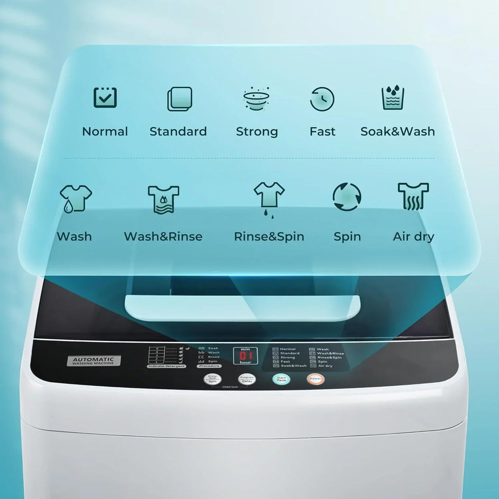 Simzlife Portable Washing Machine 8.8LBS with LED Display，Compact Washer